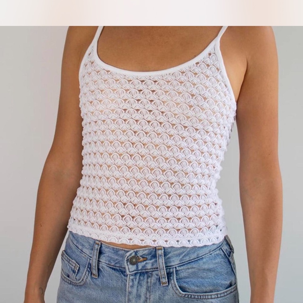 White Crochet Tank Top
